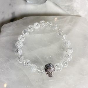 Clear Quartz with skull designer mala bracelet